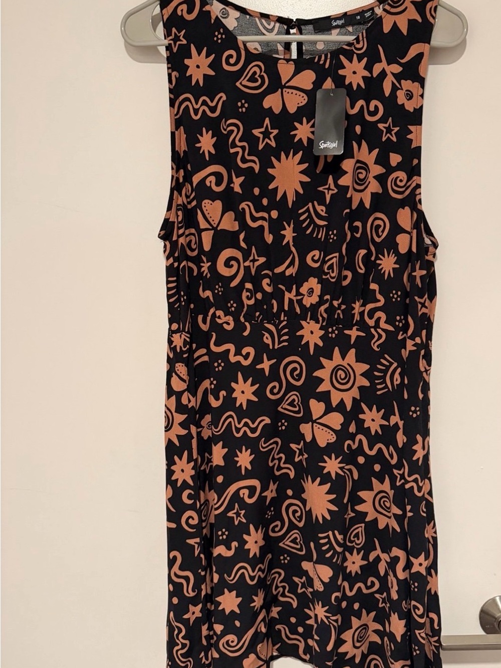 Sportsgirl Black Dress with Peach Floral Graphic